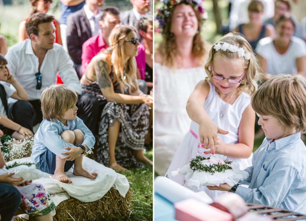 Barfuß Hippie Scheunen-Hochzeit in der alten Tenne bei Moosinning
